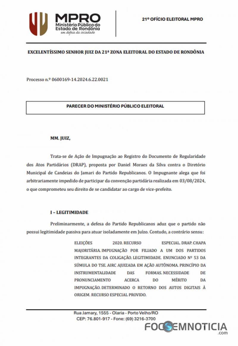 FAVORITO EM CANDEIAS GARÇON PODE FICAR FORA DAS ELEIÇÕES, MP PEDE ANULAÇÃO DA CONVENÇÃO